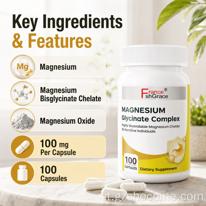 Capsule Shecome Magnesium Glycinate Complex Supporto per il sonno